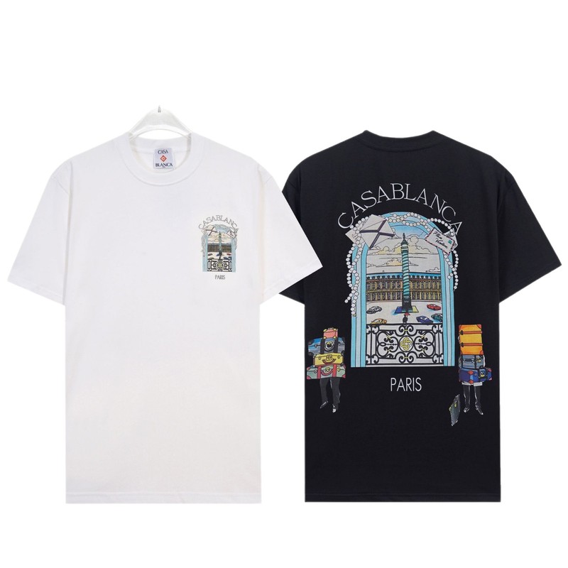 メンズ半袖 260g カサブランカ半袖 2025 春夏新作 カラープリント CASA ピュアコットン半袖|undefined