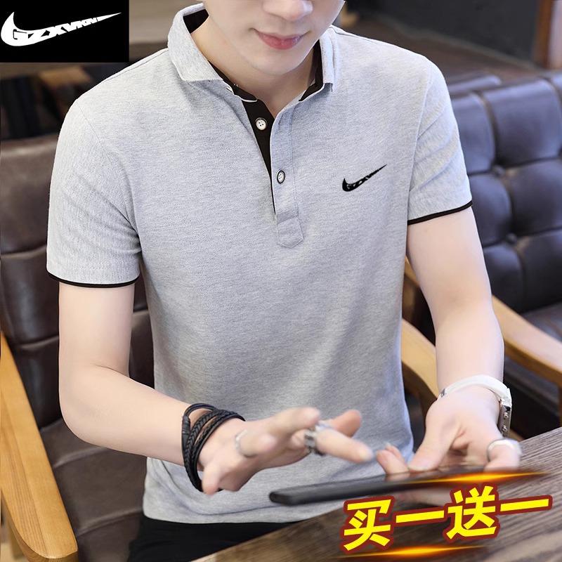 一件代发 品牌短袖t恤男士宽松打底衫商务休闲polo衫潮流上衣翻领
