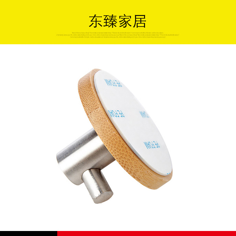 Gancho de bambú baño cocina toalla abrigo y sombrero gancho de madera maciza puerta de acero inoxidable sin costura gancho pegajoso suministro directo de fábrica