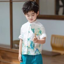 儿童汉服男女短袖中国风学校演出幼儿园表演套装汉服男童合唱服