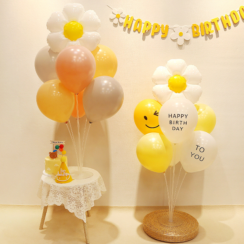 Dekoracje stołu Daisy z unoszącymi się balonami, akcesoria na pierwsze urodziny dziewczynki, piknikowe rekwizyty do zdjęć_voghion.com