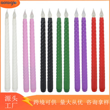 马卡龙圣诞装饰蜡烛灯 螺纹LED锥形蜡烛欧式婚礼派对装饰仿真蜡烛