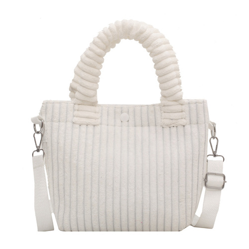  winter new corduroy handbag, foreign style one-shoulder crossbody handbag, simple bucket bag