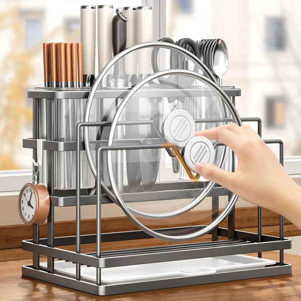 Kitchen Knife Storage Rack 2025 New Multi-Functional Cutting Board Rack Kitchen Knife Chopstick Cage Integrated Cutting Board Knife Storage Rack