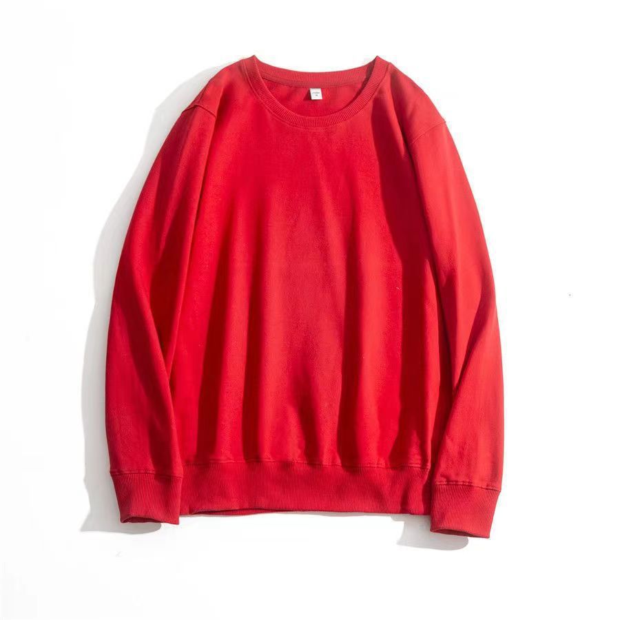 Heavy Long Sleeve Sweatshirt - Men's Solid Color Crew Neck Casual Top - Detail 14