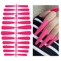 純色24片磨砂毛胚穿戴甲XXXL超長款美甲甲片假指甲貼片全貼流行色