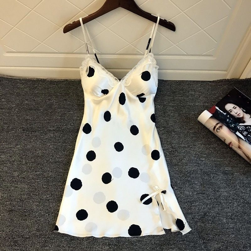 Daily Special Offer Pajamas with Breast Pads for Women, Lace Suspender Nightgown, Korean Style Cute Women's Home Clothes