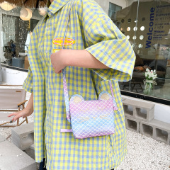 New cross-border fashion women's and men's stylish colorful gradient fish-scale sequin cute cat-shaped kids' crossbody mini bag