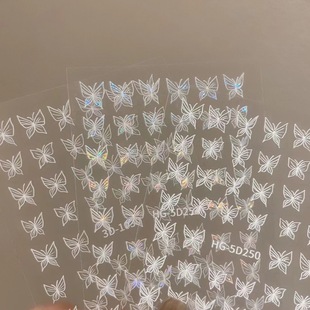 Super Fairy White Butterfly Nail Art Sticker Nail Art Sticker Ballet Butterfly Fresh High-grade White Butterfly Nail Art Decoration