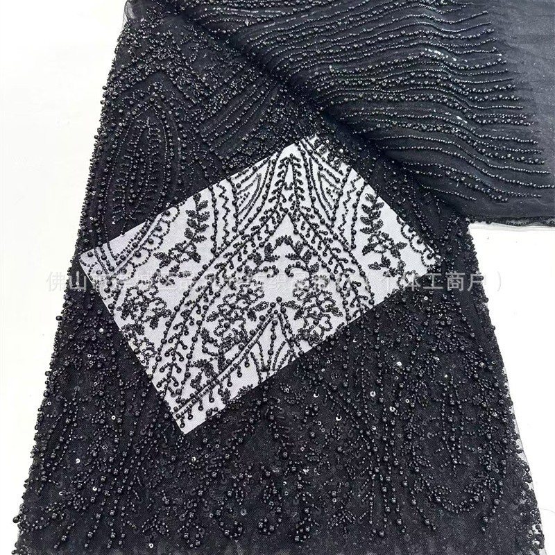 Tela de encaje bordada con cuentas de burbujas blancas Moda vestido de novia de alta costura Cena Moda Vestido de regalo para adultos Tela