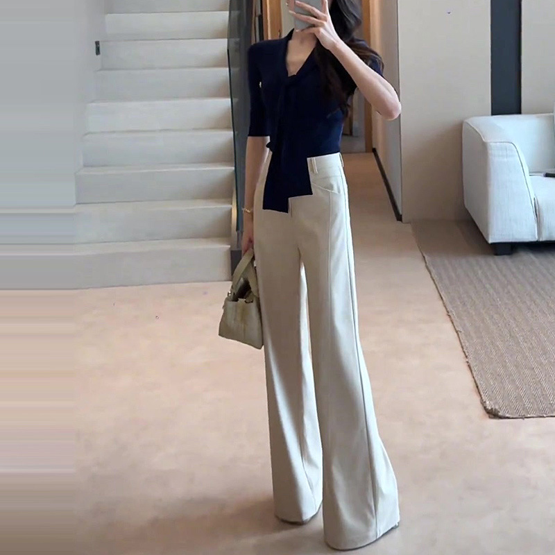 Women's Wide-Leg Suit Pants Summer New High-Waisted Loose Casual Pants Drapey Korean Style Slimming Straight Pants