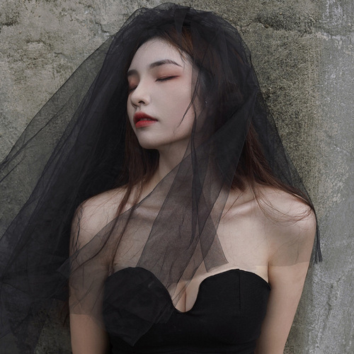 Black Veil Halloween Veil Black Veil Wedding Bridesmaid Wedding Photos Bow Tie Short Veil Retro