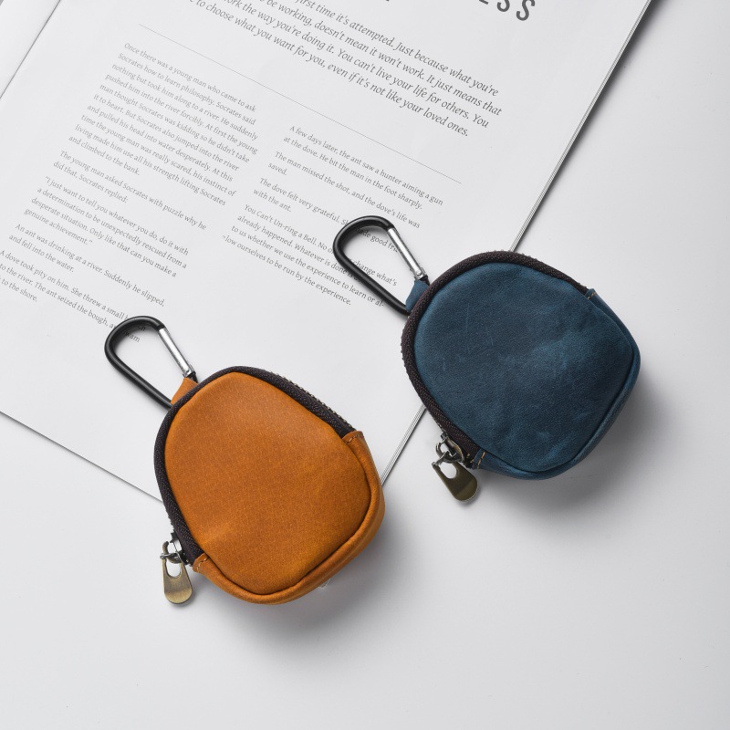 Vintage First-Layer Cowhide Coin Purse Multifunctional Genuine Leather Earphone Lipstick Miscellaneous Storage Bag Japanese Style Youth Coin Pouch