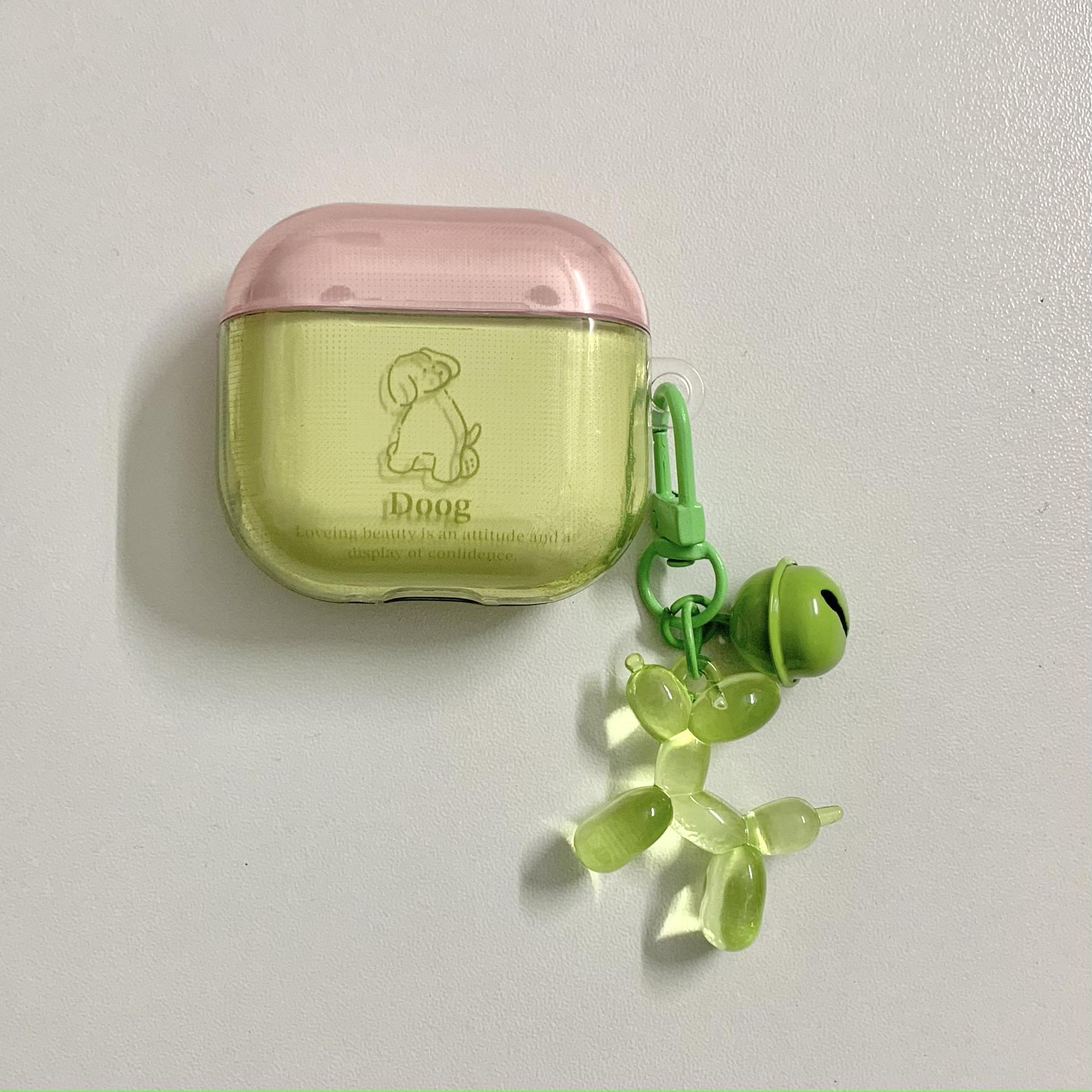 Pequeño cachorro verde fresco y semitransparente para auriculares AirPods pro2 4 generación nuevo colgante de Apple 1/2 generación