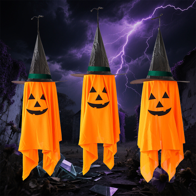 かわいい装飾カボチャチャーム愛らしい小さな吊り下げゴースト装飾ハロウィン小道具ハロウィンウィザードハット会場装飾|undefined