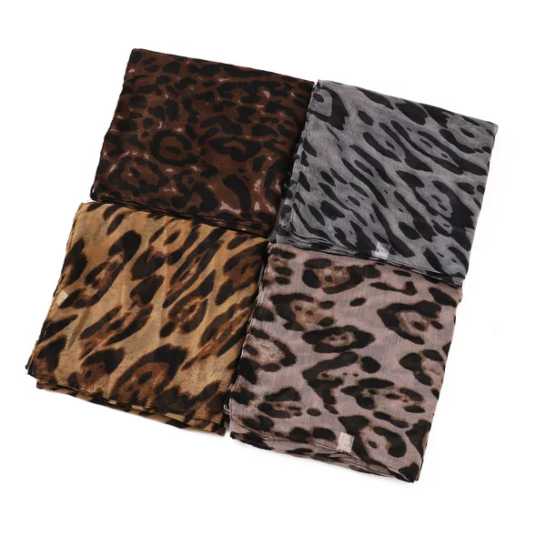 Printed Bali Yarn Classic Leopard Print Flat Long Scarf Scarf Sweet Cool European and American Popular Baotou Scarf Shawl voile