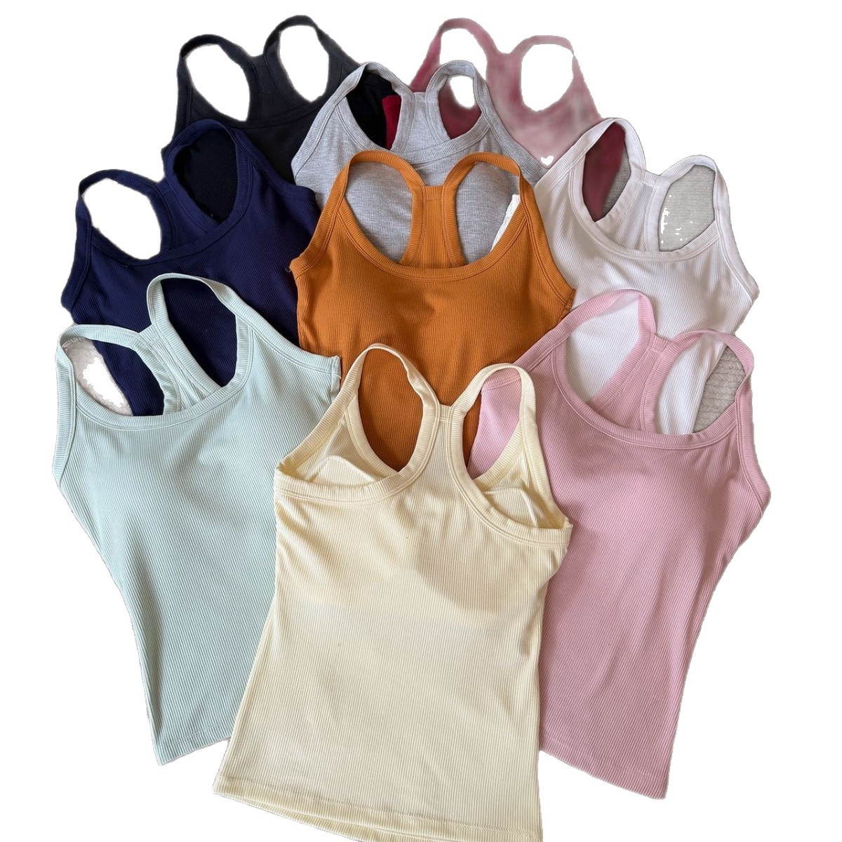 Dopamine Sports Versatile Macaron Color Racerback Slim-Fit Multi-Color Tie-Back Padded Beauty Back Tank Top for Women