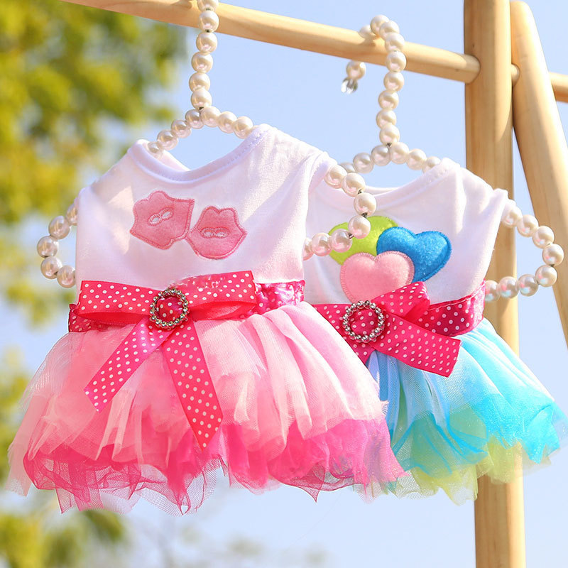 Pet dog cat clothes skirt lip gauze skirt love teddy Bichon…