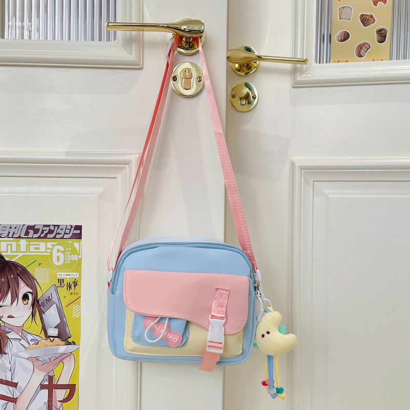 キャンディーカラーの女性用小さなバッグ、かわいい日本の柔らかい女の子の学生ショルダーバッグ、インターネットセレブモデル、甘い森ガールクロスボディバッグ|undefined