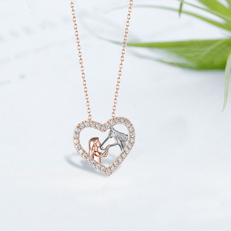1 Piece Fashion Heart Shape Alloy Plating Rhinestones Womenu0027S Pendant Necklace