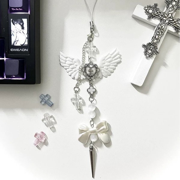[White Gothic Wings] Mobile Phone Chain