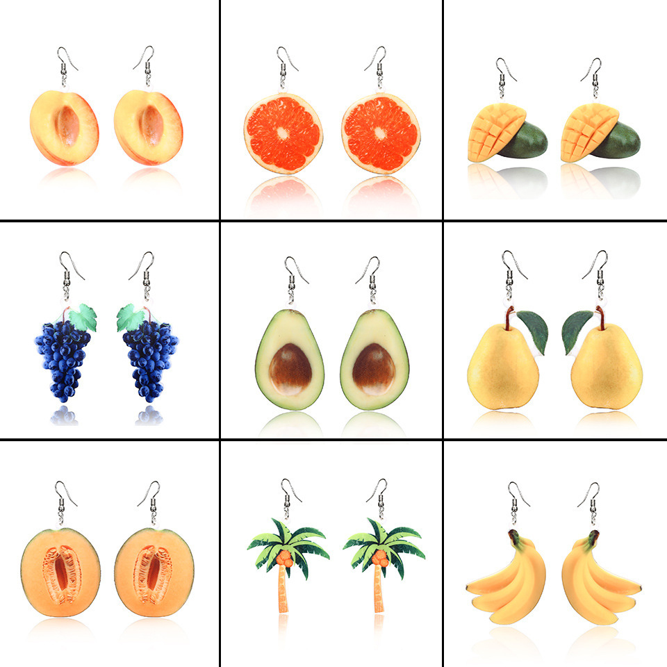 1 Paire Style Simple Style Classique Fruit Patchwork Arylique Boucles D'oreilles display picture 1