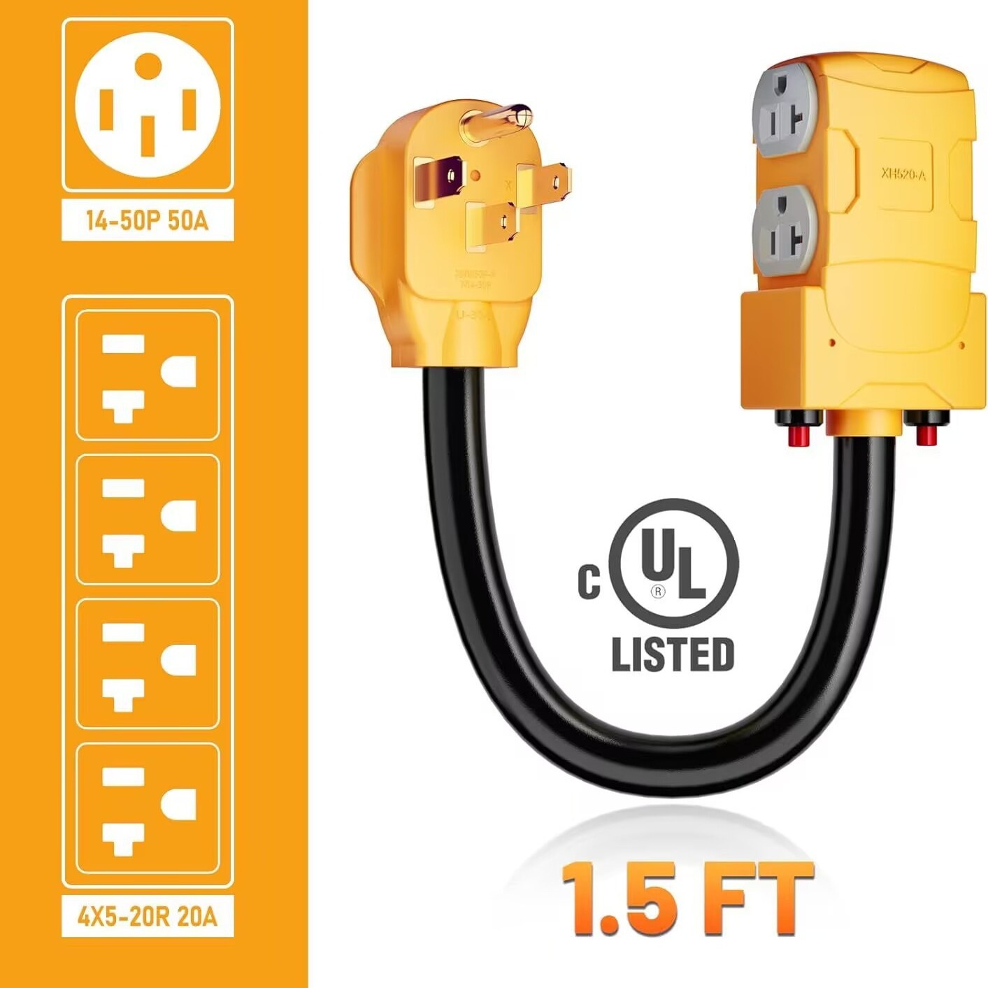 14-50P至4X5-20R/15RRV4爪插头多家用插座房车发电机配电线电源线