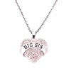 Crystal pendant heart shaped with letters, metal accessory, necklace heart-shaped