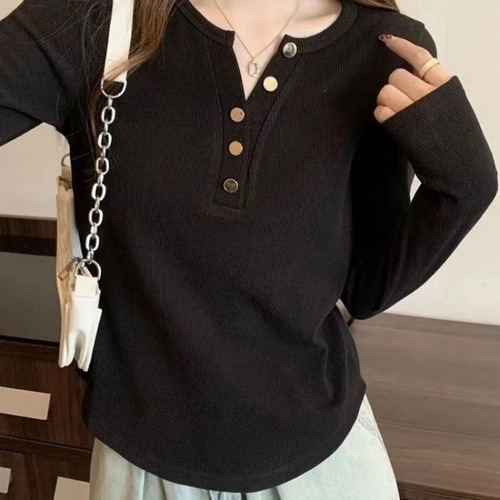 Women's Semi-Open Collar Irregular Base Shirt for Innerwear, Plus Size Women's Autumn/Winter Slimming Warm Thicker Long-Sleeve Top