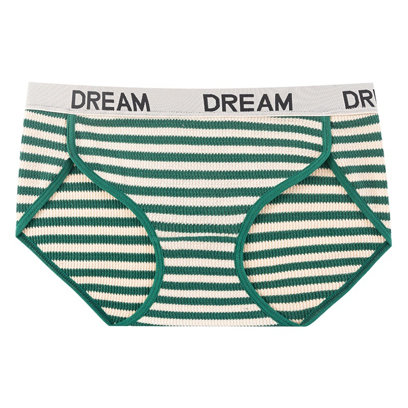 Ropa interior a rayas americana algodón suave contraste agradable para la piel estilo de color cómodo antibacteriano transpirable entrepierna cintura media cadera envuelta ropa interior deportiva de mujer image 1