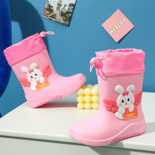 Children's mid-calf rain boots waterproof non-slip medium and large children's rubber cartoon water boots children's cute baby water boots wholesale