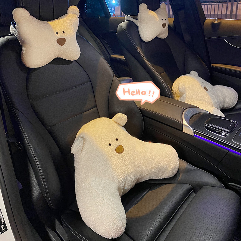 車のヘッドレスト、首枕、女の子用のかわいい車用クッション、インテリア用品、カーシート、腰サポートセット|undefined