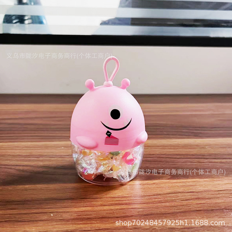 Monstruo de dibujos animados caramelo transparente botella de plástico PET grado alimenticio frijol soluble de color de arcilla embalaje tarro animal en forma de sello