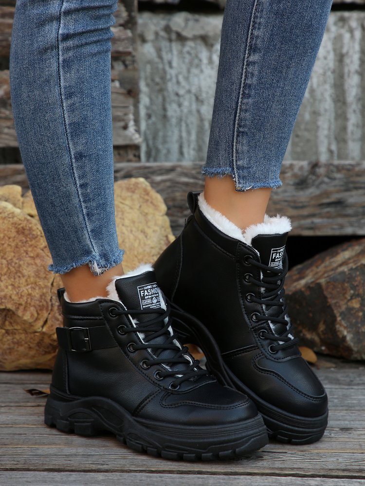 Scarponi da montagna grandi da donna nuovi autunnali e invernali più stivali da neve in velluto e spessi scarpe di cotone da donna_voghion.com