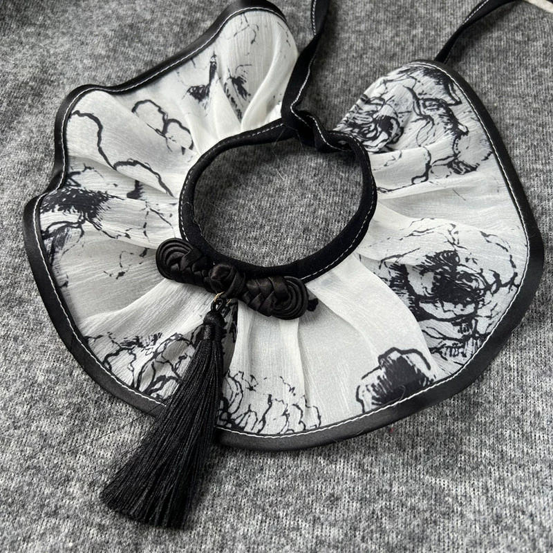 Оригинальная домашняя кошка собака китайская чернильная шея, чтобы сфотографировать китайский воротник черный розовый праздничный нагрудник