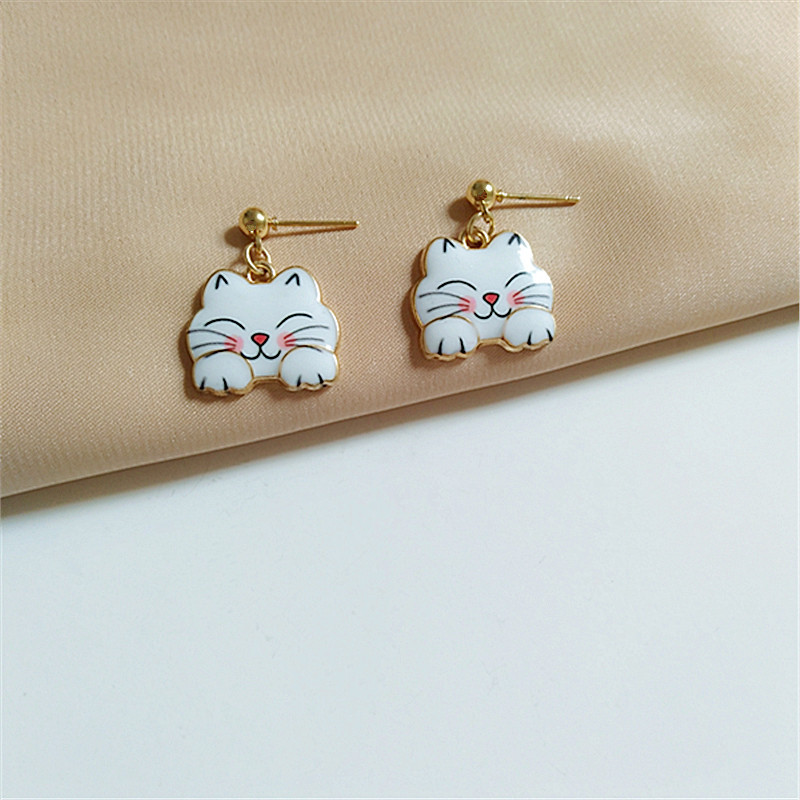 Drop Earrings Classification 1 Pair Fashion Cat Alloy Enamel Women's Drop Earrings