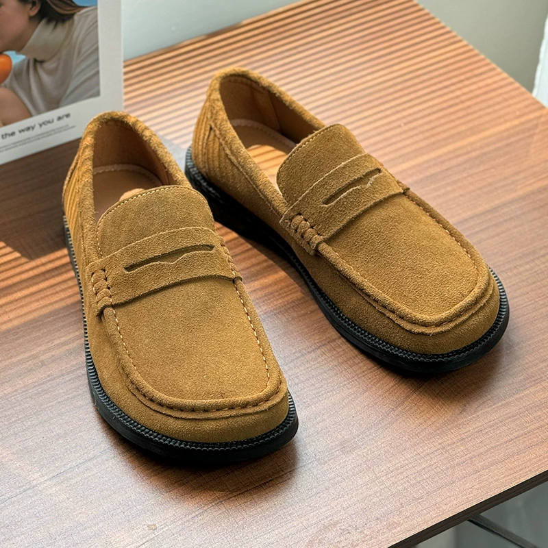 Летняя мужская обувь, лоферы в британском стиле, повседневная кожаная обувь без шнуровки, легкая кожаная обувь 16009-Y