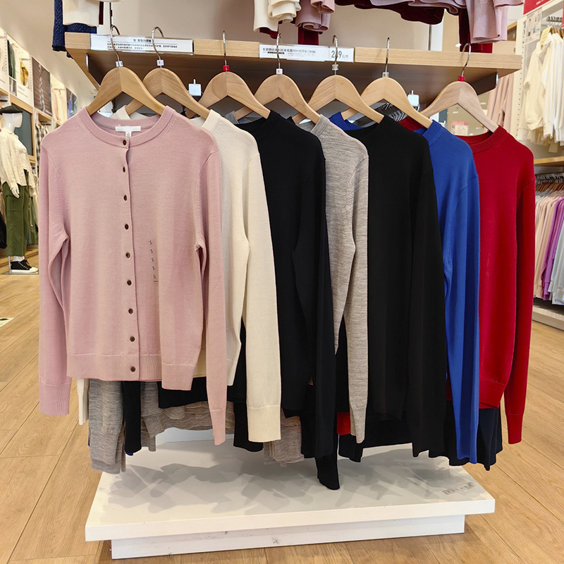 Fitting Room Women's Fine Merino Wool Round Neck Knit Cardigan Long Sleeve Air Conditioning Shirt Thin Coat 461037 Japanese and Korean Casual Fitting Room Women's Fine Merino Wool Round Neck Knit Cardigan Long Sleeve Air Conditioning Shirt Thin Coat 461037 Japanese and Korean Casual