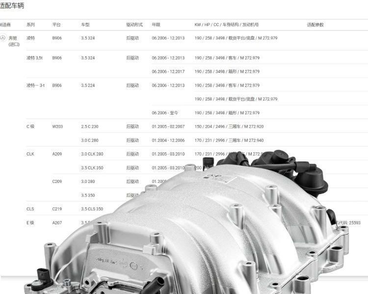 Mercedes-Benz M272 Intake Manifold C280 E300 S300 GLK300 ML350 R350
