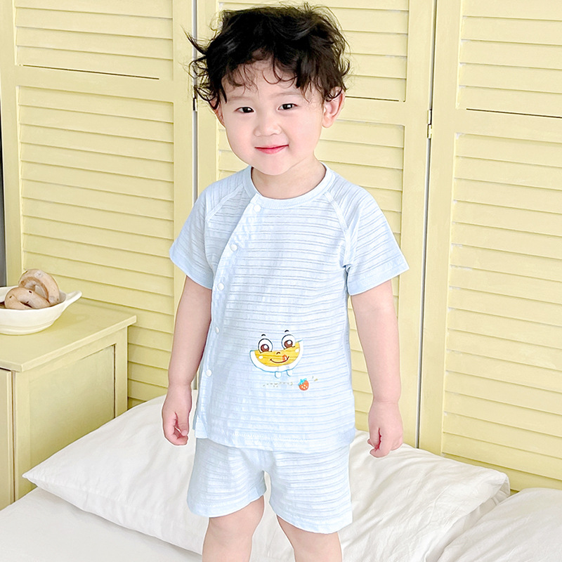 Traje de verano para bebés, algodón de manga corta para niños, niñas y niños pequeños, ropa de verano dividida delgada de dos piezas para bebés