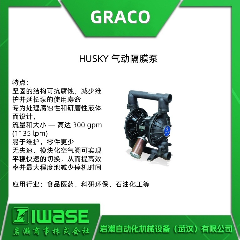 固瑞克GRACO 气动双隔膜泵Husky 1590 高可靠性封闭式中心空气阀