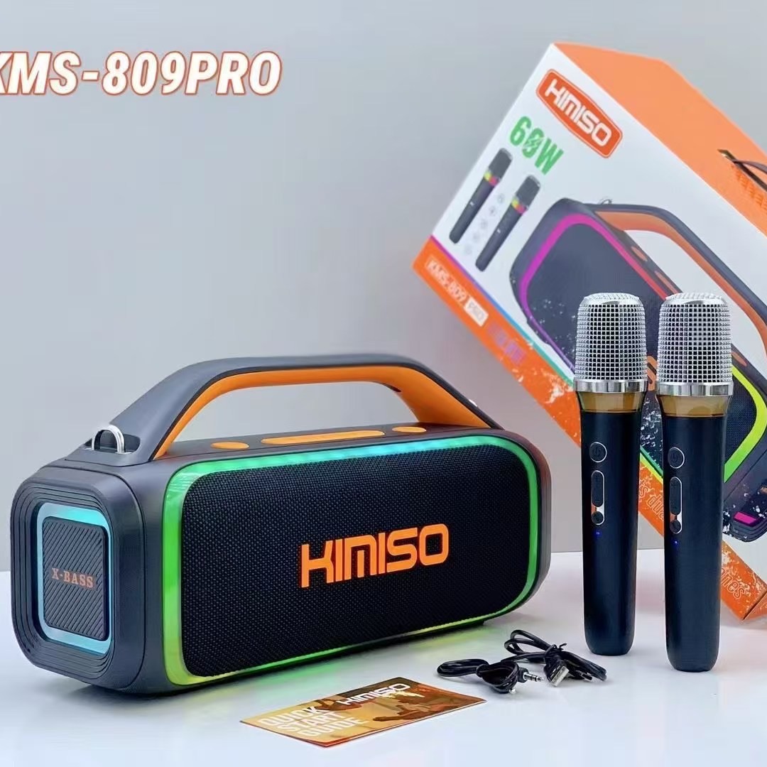 Bocina de Karaoke Bluetooth Portátil KMS-809PRO 40W con Subwoofer Potente, para Exteriores y Fiestas