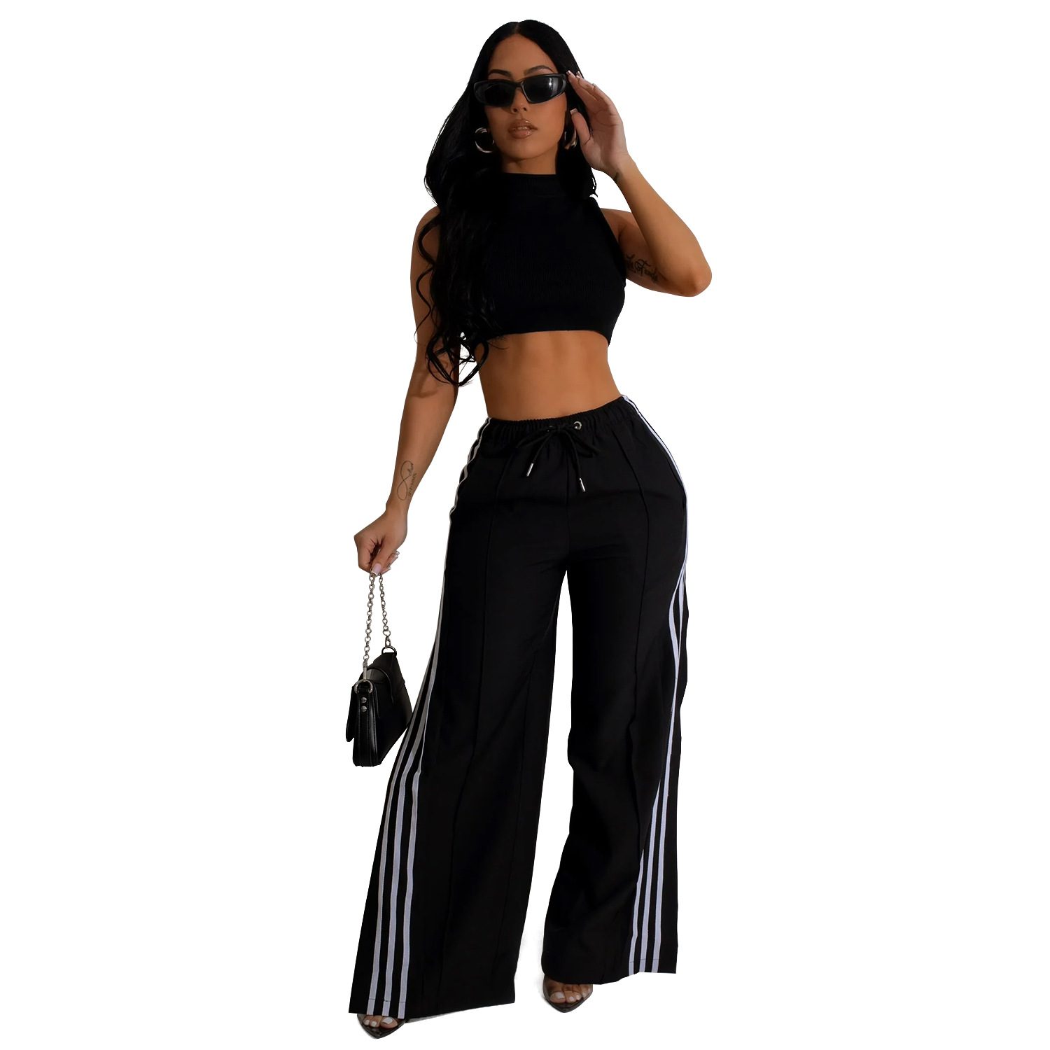 C6960 Cross-border AliExpress Amazon Estación independiente Moda europea y americana Ropa de mujer Pantalones individuales Pantalones deportivos de color sólido Multicolor image 7
