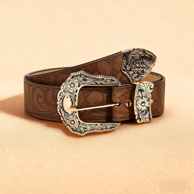 Nuevo cinturón para damas retro bohemia cinturón en relieve y2k cinturón de estilo europeo y americano hebilla de aguja hombre