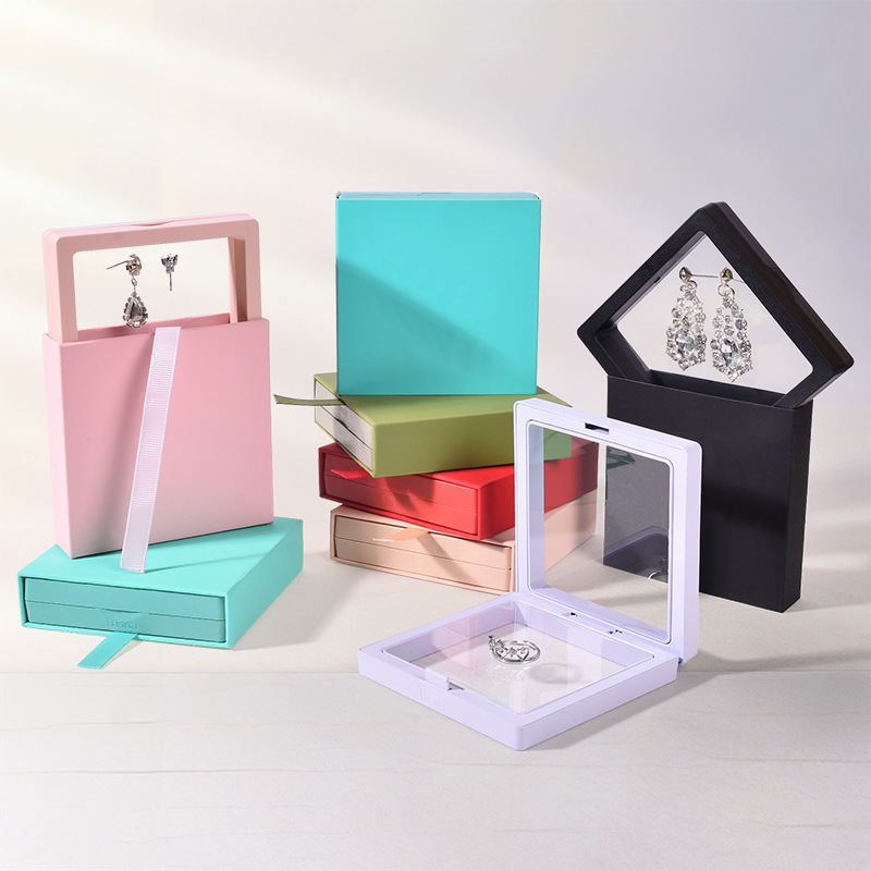 Factory in stock direct PE film transparent box jewelry packaging box earrings necklace dustproof storage box ring jewelry box