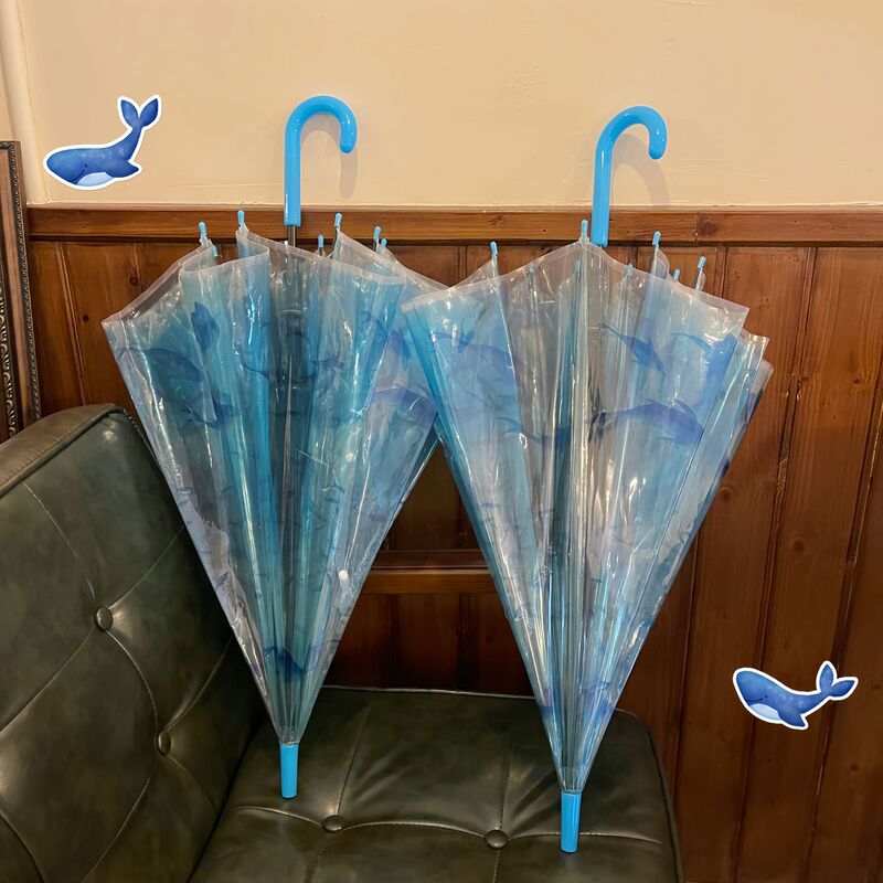 时尚水族馆联名透明雨伞坚固抗风轻量高颜值小巧便携折叠水母伞女|undefined