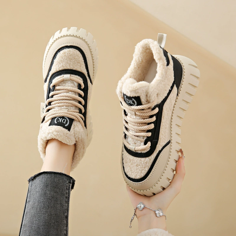 Platform winter sneakers, thick‑sole plush lined, microfiber PU upper, sizes 35–40