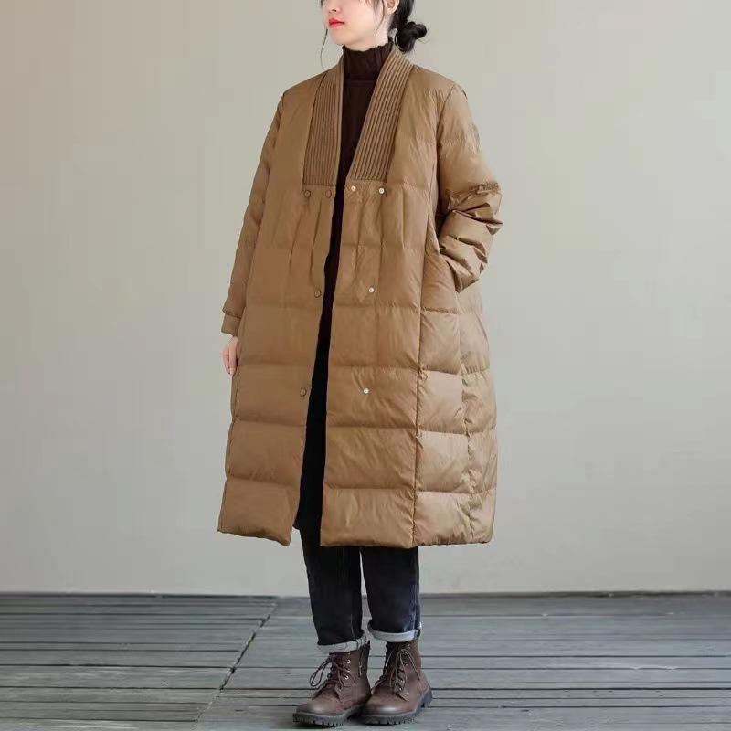 2021 winter new pattern Sense of design Duck Down Jackets temperament Mid length version Easy Show thin Overknee coat