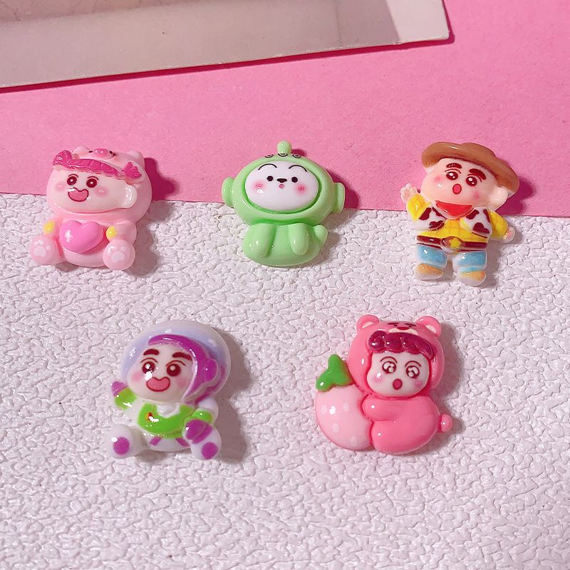Nuevos dibujos animados pequeños nuevos accesorios de resina diy crema pegamento para el cabello clips para el cabello teléfono móvil agujero zapatos accesorios pegatinas de refrigerador
