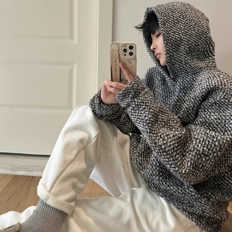 Sweatshirt Men's Hooded Spring and Autumn Ins Hong Kong Style Loose Fashion Woven All-match Jacket 2024 New Sweatshirt Men's Hooded Spring and Autumn Ins Hong Kong Style Loose Fashion Woven All-match Jacket 2024 New
